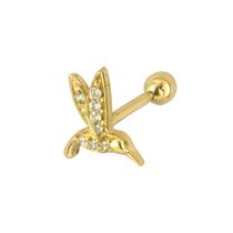 Piercing Orelha Tragus Cartilagem Ouro 18k Beija Flor Zircônia PC0302