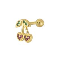 Piercing Orelha Tragus Cartilagem Ouro 18k Cereja Zircônia PC0022