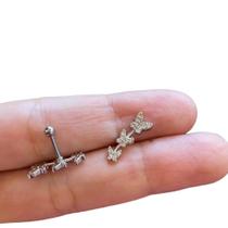 Piercing Orelha Trio Borboleta Cluster Lóbulo Cartilagem