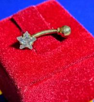 Piercing Ouro 18 Kilates Peso 0.80 Grama 14 mm Estrela 4 mm Maciço