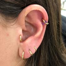 Piercing Ouro 18k Florzinha Flor Pedra Branca Orelha K050