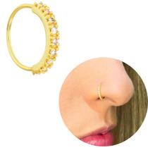 Piercing ouro 18k Nostril Cravejado Prata legitíma banhado