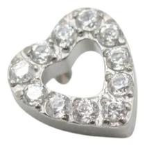 Piercing Para Helix Em Titânio Coração Vado Pedra Cristal