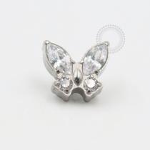 Piercing Para Orelha Borboleta Com Pedra Cristal Em Titânio Piercing Para Orelha Borboleta Com Pedra Cristal Em Titânio