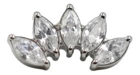 Piercing Para Orelha Com Pedra Cristal Cluster Titânio