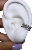 Piercing para Orelha Conch Folha com Pedra Zircônia em Aço Cirúrgico 316l