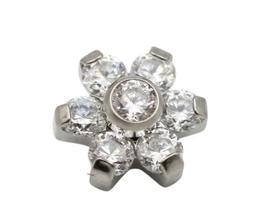 Piercing Para Orelha Flor Com Pedra Cristal Em Titânio Piercing Para Orelha Flor Com Pedra Cristal Em Titânio