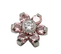 Piercing Para Orelha Flor Com Pedra Cristal Em Titânio