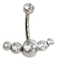 Piercing Para Umbigo De Titânio Com Seis Pedras Cristal Piercing Para Umbigo De Titânio Com Seis Pedras Cristal