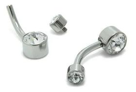 Piercing Para Umbigo Em Titânio Astm136 Com Zirconia Cristal