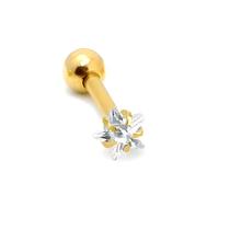 Piercing Ponto de Luz 3mm Dourado PVD com Zircônias