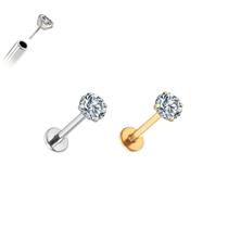Piercing Ponto Luz Brilhante Push Pin Aço Cirúrgico Ouro PVD Cor:DouradoTamanho:6mm (P)