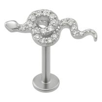 Piercing Prata 925 Cobra Cravejada Labret, Helix E Tash Rock