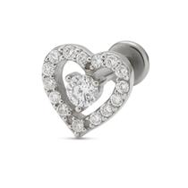 Piercing Prata 925 Coração Cravejado Com Pedrinhas Delicadas