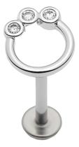 Piercing Prata 925 Cravejada Para Tragus, Helix E Tash Rock
