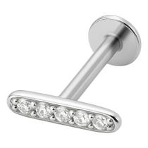 Piercing Prata 925 Cravejado Com Pedras Zircônia Base Reta Piercing Prata 925 Cravejado Com Pedras Zircônia Base Reta