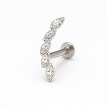 Piercing Prata 925 Curvado Cravejado Com Pedras Zircônias