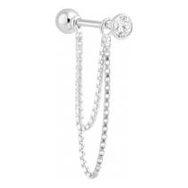 Piercing Prata 925 Hélix Pontinho De Luz Com Corrente Dupla Piercing Prata 925 Hélix Pontinho De Luz Com Corrente Dupla