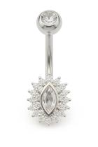 Piercing Prata 925 Para Umbigo Com Zircônia Losango Cristal Piercing Prata 925 Para Umbigo Com Zircônia Losango Cristal