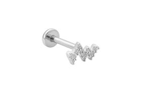 Piercing Prata 925 Raio Zig Zag Pequeno Cravejado