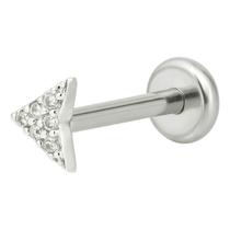 Piercing Prata 925 Seta Cravejada Labret, Helix E Tragus