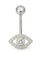 Piercing Prata 925 Umbigo Olho Grego Com Zircônia Hipoalergênico