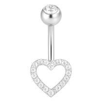 Piercing Prata 925umbigo Coração Com Pedrinhas De Zircônia Piercing Prata 925umbigo Coração Com Pedrinhas De Zircônia