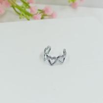 Piercing Pressão Fake Corações Banho Steel -314