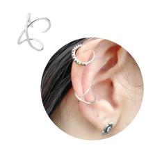 Piercing Pressão Fake Orelha Cruzado Em X Prata 925 Cartilagem Conch Helix