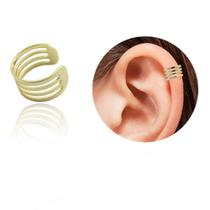 Piercing PRI Style Fake De Orelha Folheado A Ouro 18K Antialérgico Com Detalhes Vazados