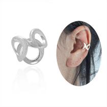 Piercing PRI Style Fake De Orelha Folheado A Prata Antialérgico Com Detalhes BSPRI5189 P