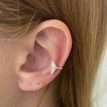 Piercing Rabo De Baleia Dourado Fake Zirconia Folheado A Ouro