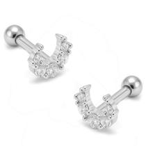 Piercing Reto Cartilagem Lua com Zircônias