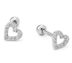 Piercing Reto Coração com Zircônias