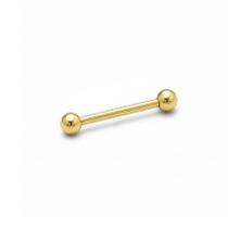 Piercing Reto Microbell 1.2mm em Aço Cirúrgico PVD Dourado