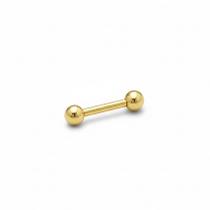 Piercing Reto Microbell 1.2mm em Aço Cirúrgico PVD Dourado