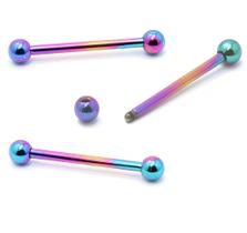 Piercing Reto Microbell 1.2mm em Titânio Furta Cor Arco Íris