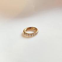 Piercing Segmento de Argola Dourada PVD com Pedras Zirconia