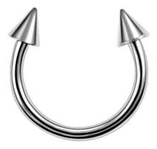 Piercing Septo Ferradura Titânio Spike Preto Prata