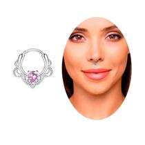Piercing septo modelo rosto pedra rosa detalhes vintage