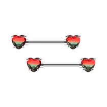 Piercing Sexy Para Mamilo Em Forma De Coração 14G Aço Cirúrgico 316L 2PCS Anéis De Barbell Amados