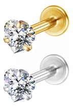 Piercing strass titanio astm f-136, revestimento em ouro