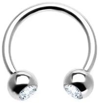 Piercing Titânio Ferradura com Zircônia 1.2*8*3mm Piercing Titânio Ferradura com Zircônia 1.2*8*3mm