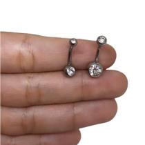 Piercing Titânio Umbigo duas Pedras Zircônia