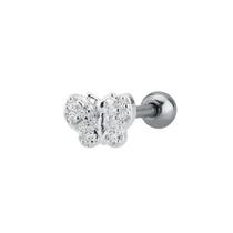 Piercing Tragus Borboleta Cravejada Prata 925 Helix