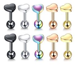 Piercing Tragus Cartilagem Coração Dourado Prata Preto Furta Piercing Tragus Cartilagem Coração Dourado Prata Preto Furta
