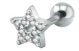 Piercing Tragus Cartilagem Orelha Estrela Zirconia 6 Mm