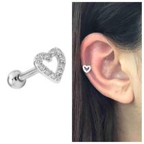 Piercing Tragus Coração Cravejado Aço Cirurgico Delicado Piercing Tragus Coração Cravejado Aço Cirurgico Delicado