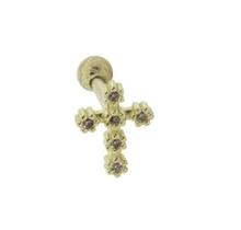 Piercing Tragus Cruz Em Ouro 18k Cravejado Garantia Eterna Piercing Tragus Cruz Em Ouro 18k Cravejado Garantia Eterna