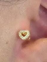 Piercing Trágus Flat Coração Aço Pvd Gold Orelha Cartilagem